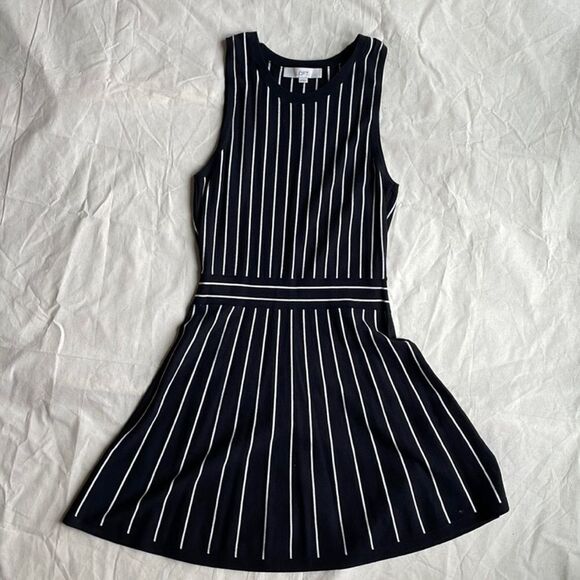 Loft Black Knit Striped Dress - Picture 5 of 6
